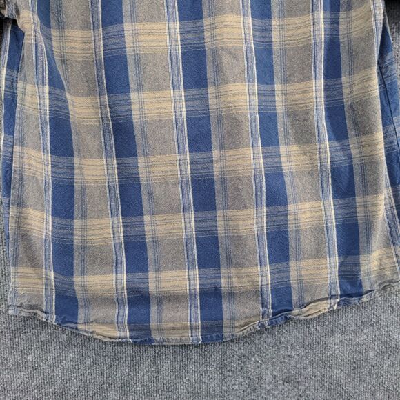 Wrangler Men's Authentic Western Button-Up Shirt Blue Plaid Medium Short Sleeve - Picture 7 of 12